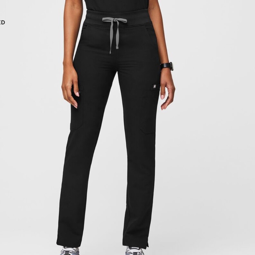 Figs High Waisted Yola Skinny Scrub Pants Black Medium